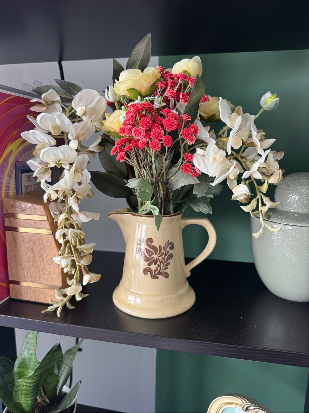 Cream Decorative Pitcher Vase